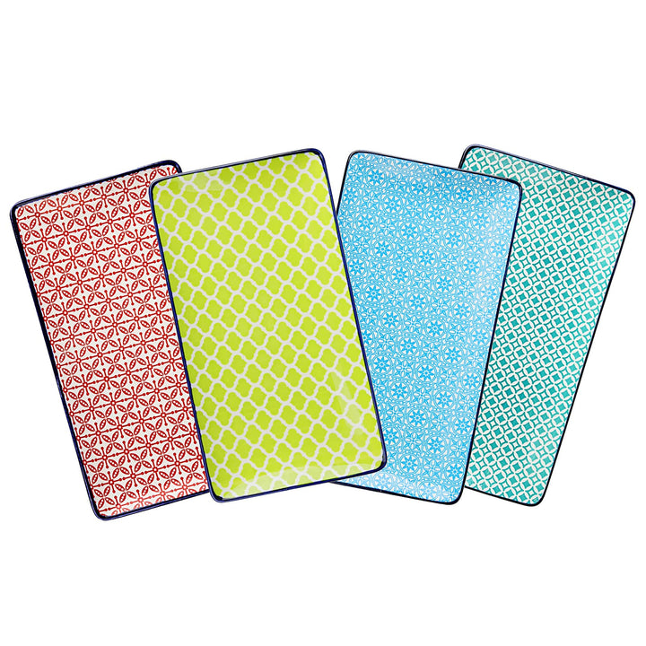 vancasso Servierplatten porzellan, MACARON 4 teilig rechteckige Teller Set aus porzellan, Servierpla