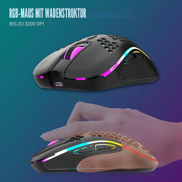 RedThunder K84 Combo USB-Tastatur und -Maus, kabellos, AZERTY, französischer AZERTY, 75 % TKL-Tastat