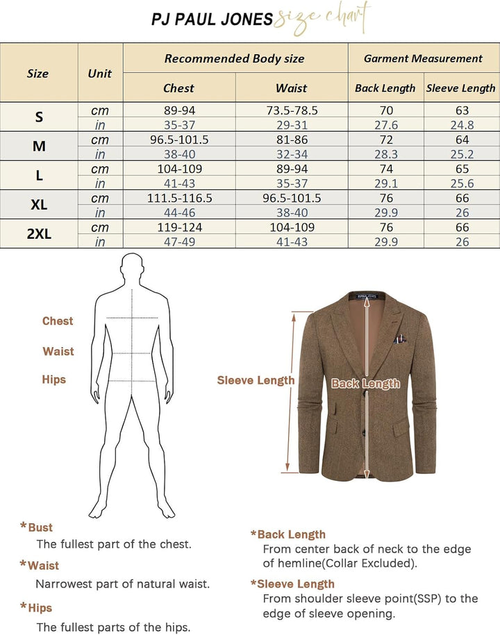 PJ PAUL JONES Sakko Herren Vintage British Blazer 2 Knöpfe Business Anzugjacke Tweed Sakko M Dunkelg