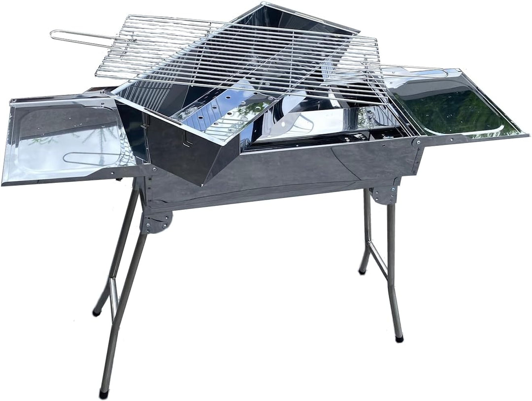 walexo Familien Grill Mangal mit klappbaren Füssen Schaschlik und BBQ Kohlegrill Säulengrill Standgr