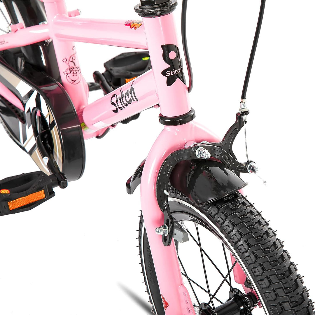 STITCH Kinderfahrrad für 3-9 Jahre Mädchen &amp; Jungen, 14/16/18 Zoll Kinderfahrrad mit Stabilisatoren