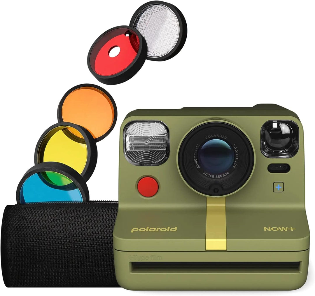 Polaroid Now+ Gen 2 Sofortbildkamera - Waldgrün & Color Film für 600 Bundle mit B&W Film, Bundle mit