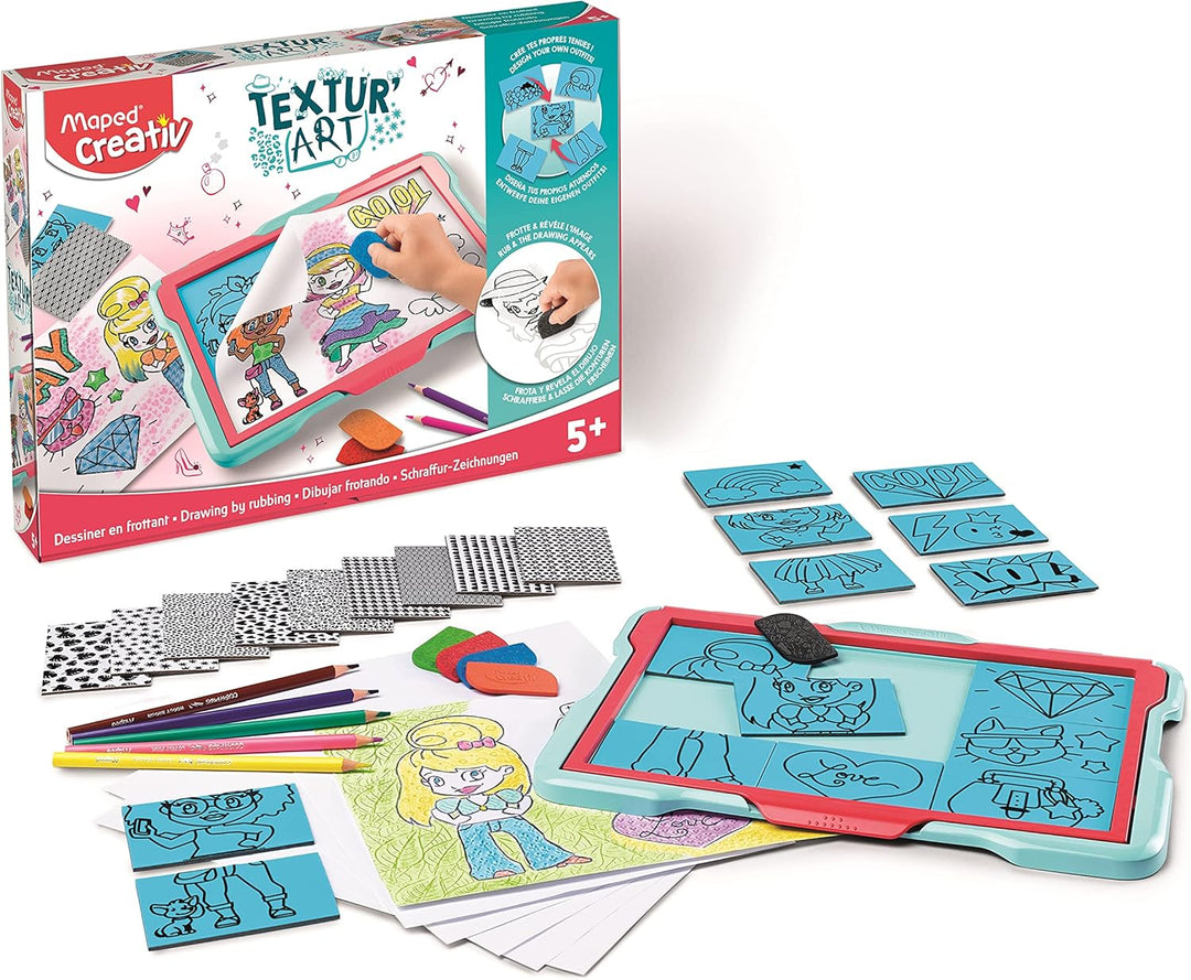 MAPED Creativ – Textur'Art Fashion – Malen durch Schrubben – Zeichentablett – Kreative Freizeitbesch