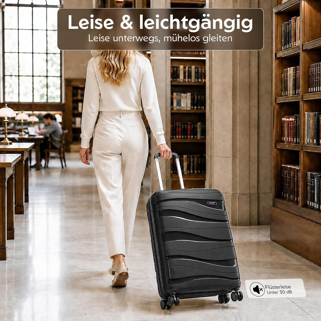 KONO Koffer Trolleys Gepäcksets 4 Teilig Kofferset mit Beautycase Polypropylen Hartschalenkoffer Rei
