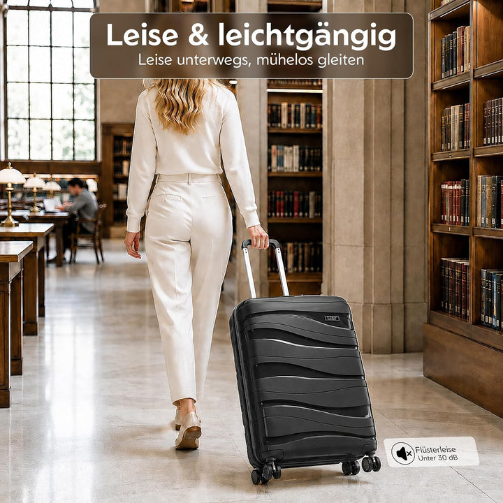 KONO Koffer Gross Leicht Hartschalenkoffer Trolley Reisekoffer mit 4 Rollen und TSA Schloss, 76x50x3