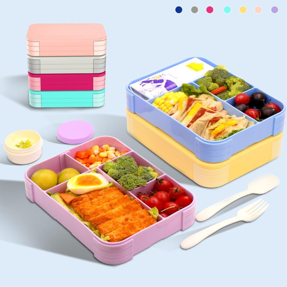 IJIAMY Brotdose Kinder mit Fächern, Bento Box Kinder, Auslaufsicher Lunchbox Kinder, Brotbox für Mäd