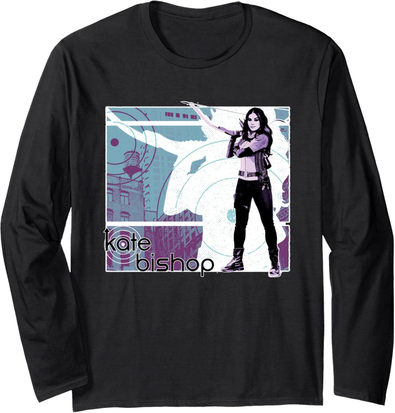 Marvel Hawkeye Kate Bishop Halftone Character Poster Langarmshirt