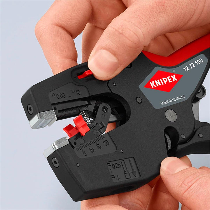 KNIPEX NexStrip Automatische Abisolierzange 0,03 – 10mm², mit Crimpfunktion Aderendhülsen bis 4mm²,