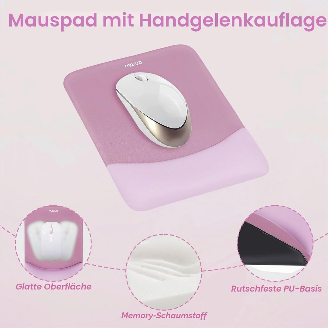 MOSISO Handgelenkstütze für Mauspad&Tastatur Set, Rechteckig Ergonomisch Mauspad Rutschfest Basis Ho