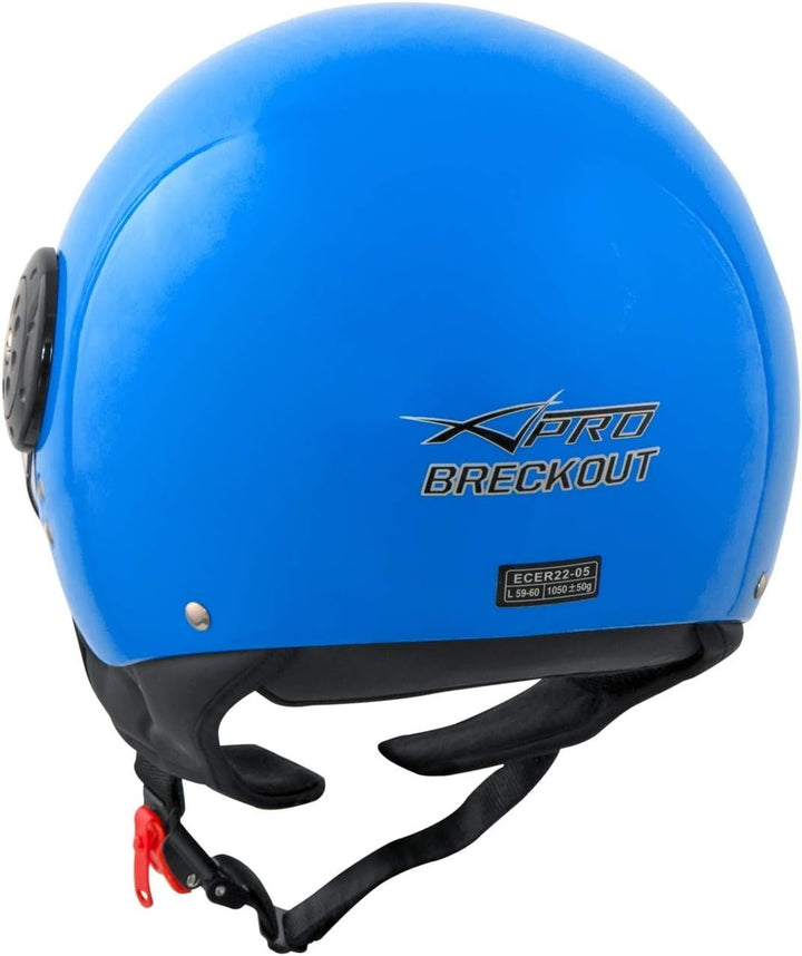 Motorradhelm Roller Jet Demi Helm Scooter Homologiert Avio Visor 55-56 cm ( S) Blau, 55-56 cm ( S) B