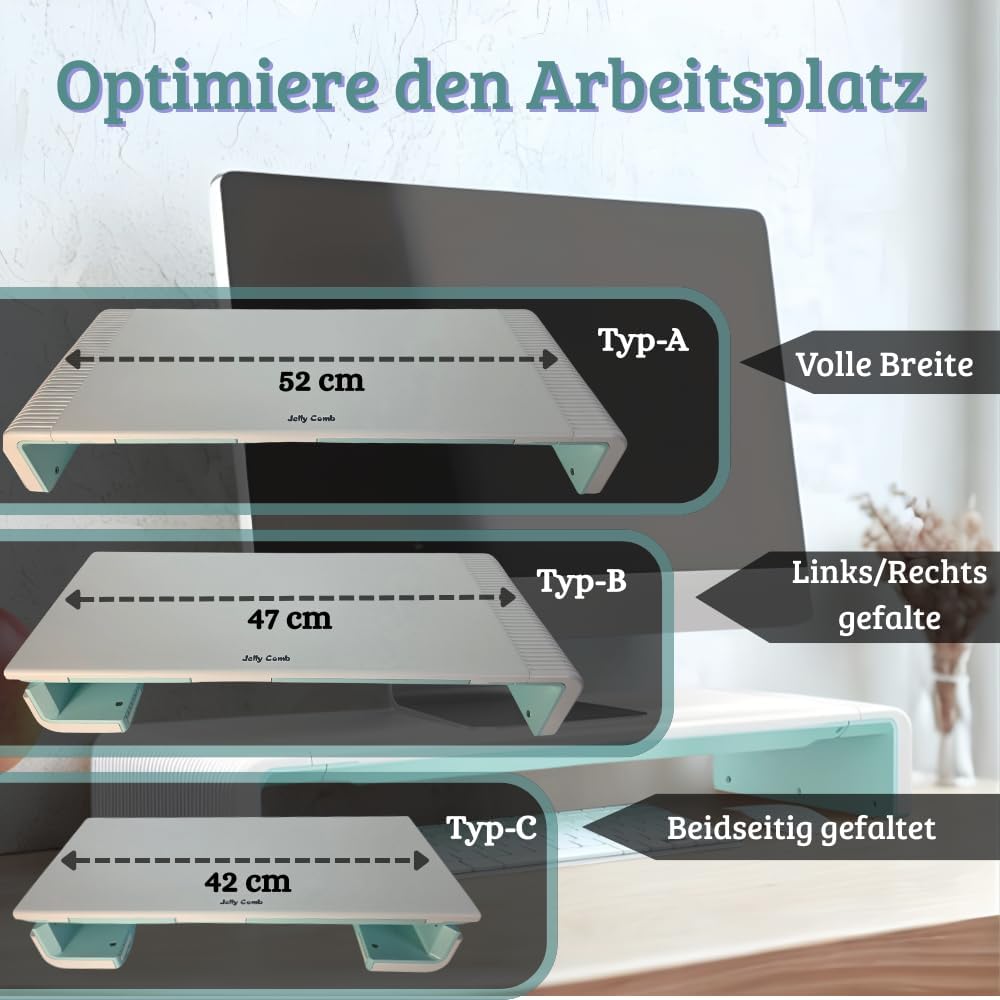 (HG) Monitorständer mit Schublade und Handyhalter, Monitorerhöhung, ergonomischer Bildschirmständer