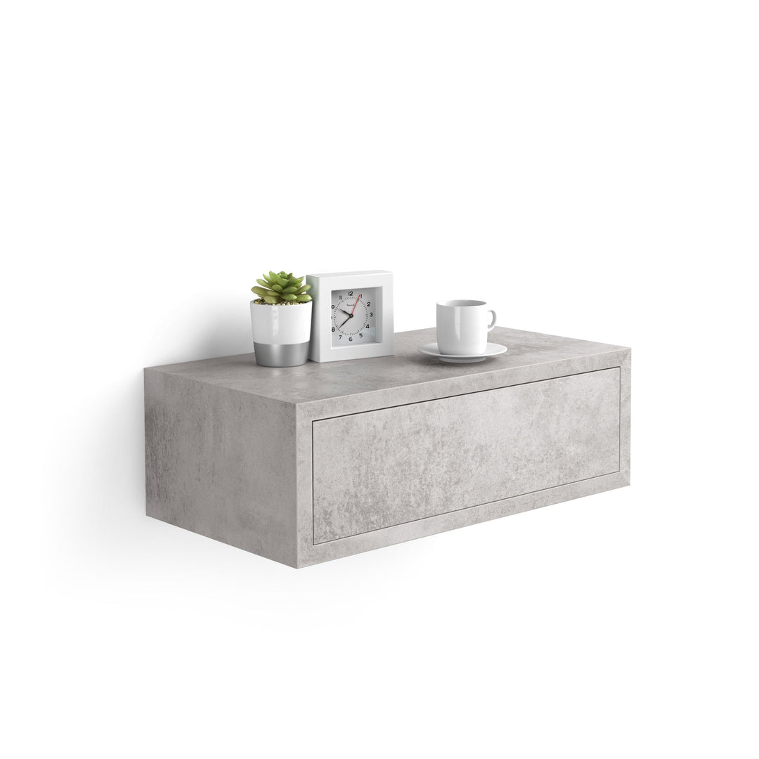 MOBILI FIVER, Riccardo Nachttisch, Grauer Beton, Made In Italy, Grauer Beton