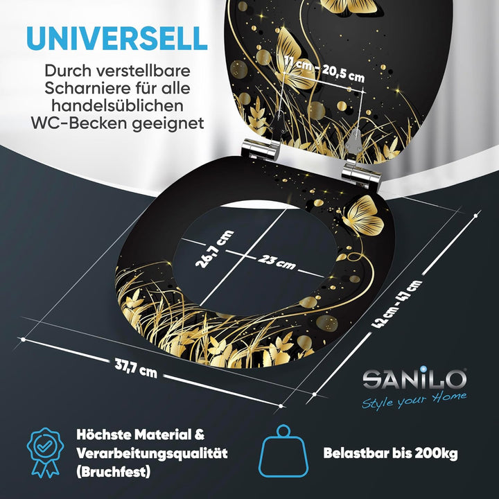 Sanilo WC Sitz mit Absenkautomatik, viele neue Toilettendeckel zur Auswahl, hochwertige Oberfläche,