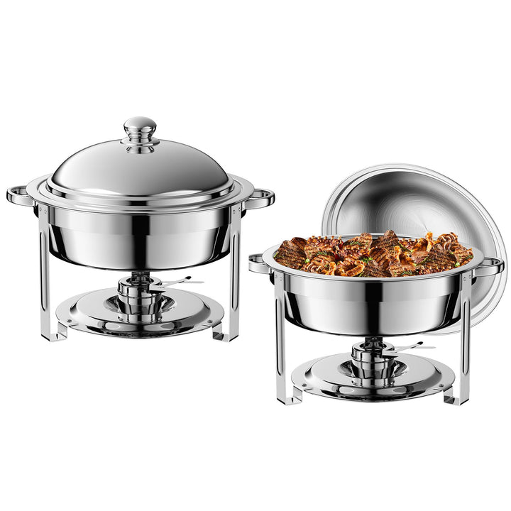 Stövchen & Speisewärmer 2 Pack Runde Chafing Geschirr Buffet Set,Edelstahl 6L Runde Buffet Server un