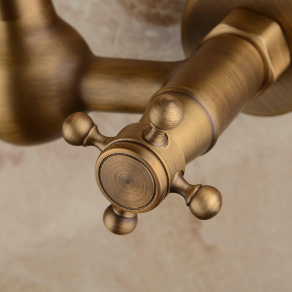 Hiendure® Messing Wandhalterung Bad Wasserhahn Küchenarmatur Hochbogen drehbare Auslauf, Messing ant