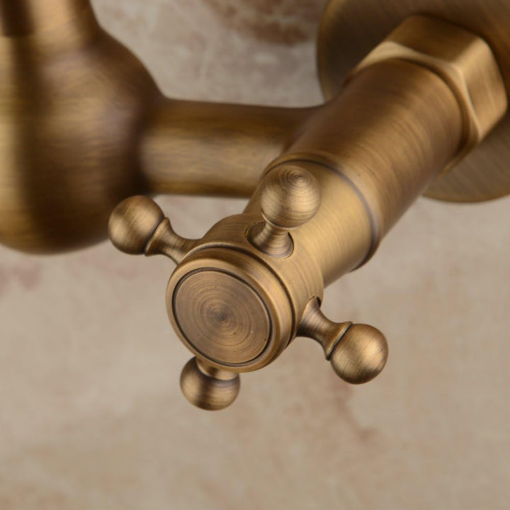Hiendure® Messing Wandhalterung Bad Wasserhahn Küchenarmatur Hochbogen drehbare Auslauf, Messing ant