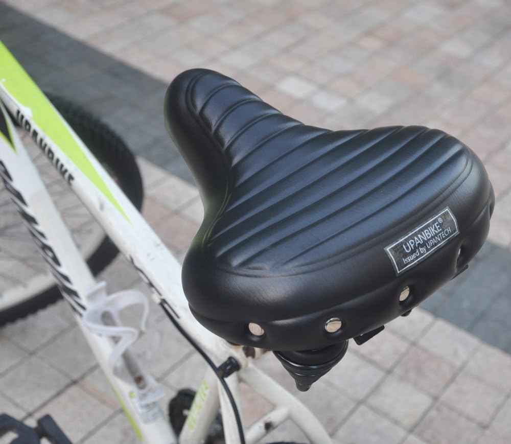 UPANBIKE Fahrradsattel Superweich Komfortabel Leder Stossdämpfend Erweitertes Federkissen Schwarz, S