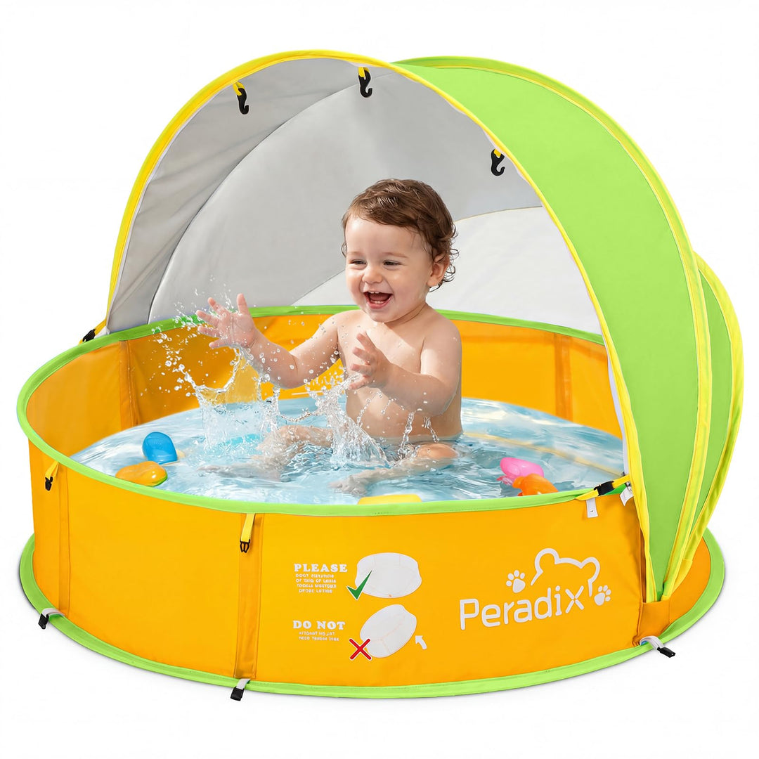 Peradix 4 in 1 Pop Up Baby Planschbecken,Babypool mit UV Schutz Bällepool, Baby Zelt Strandzelt mit