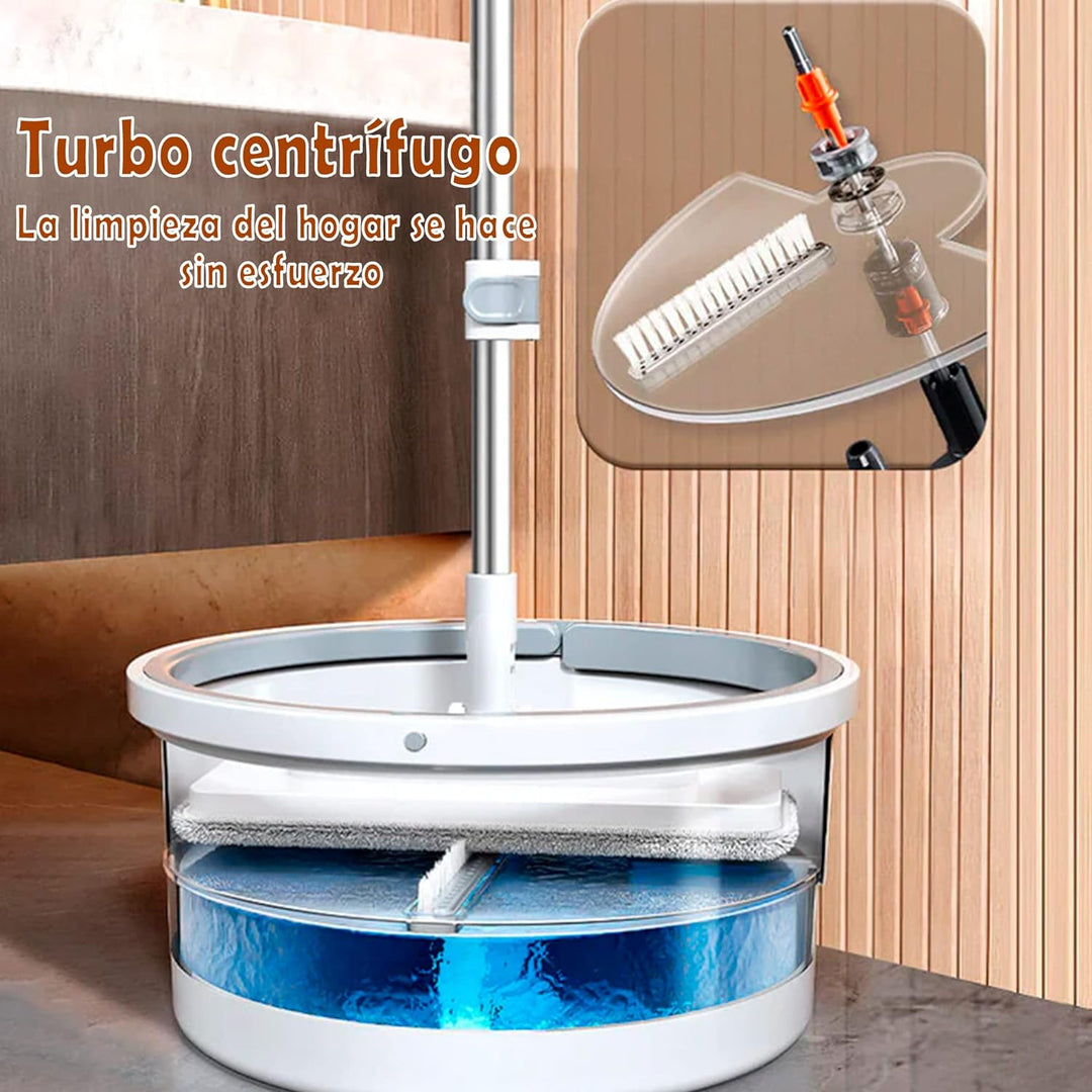 Fregona autolimpiante con mango ajustable y cubo para escurrir Weiss, Weiss