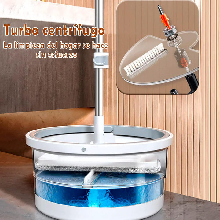 Fregona autolimpiante con mango ajustable y cubo para escurrir Weiss, Weiss