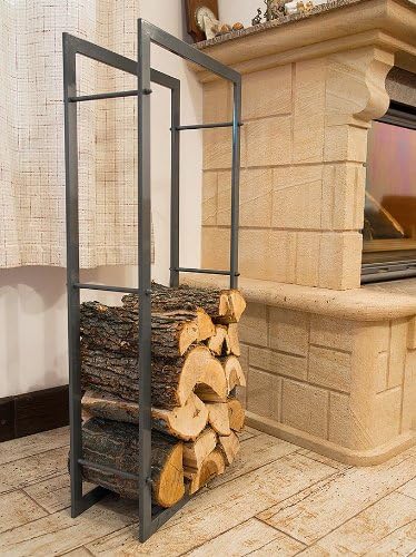 DanDiBo Kaminholzständer Kaminholzregal 100 cm Grau Holzkorb Kaminholzhalter Regal Holzregal
