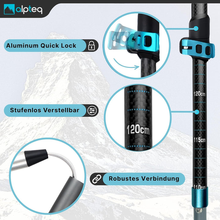 Wanderstöcke faltbar Carbon oder Aluminium mit Korkgriff | Bergsport Trekkingstöcke | Nordic Walking