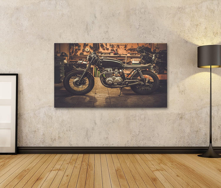 islandburner Bild auf Leinwand Vintage Stil Cafe Racer Fat Boy Motorrad Bilder Wandbilder Poster Lei