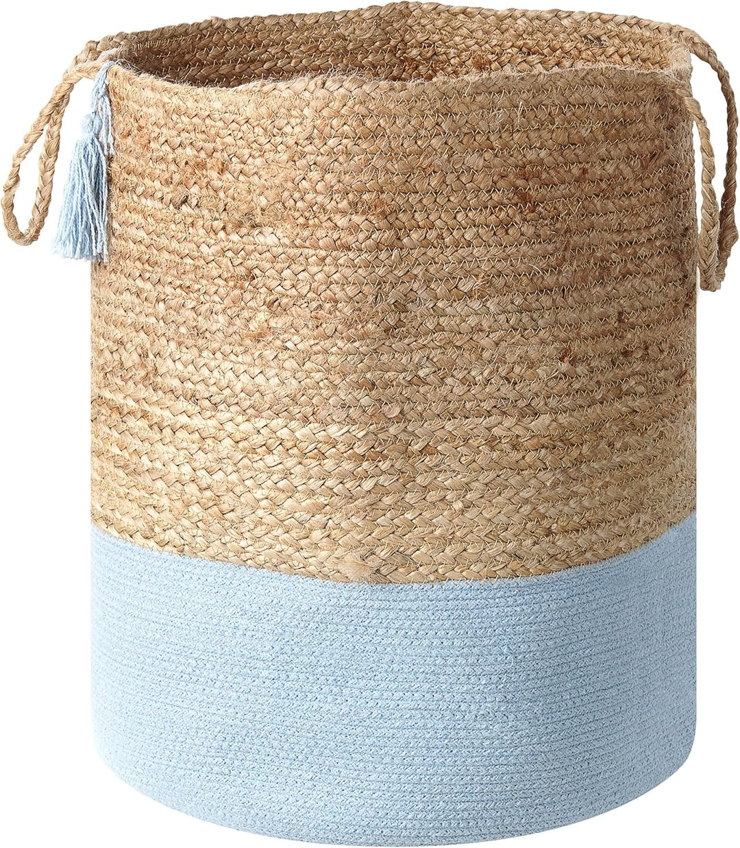 Aufbewahrungskörbe aus geflochtener Jute Baumwolle Set Natur und Blau Gajar