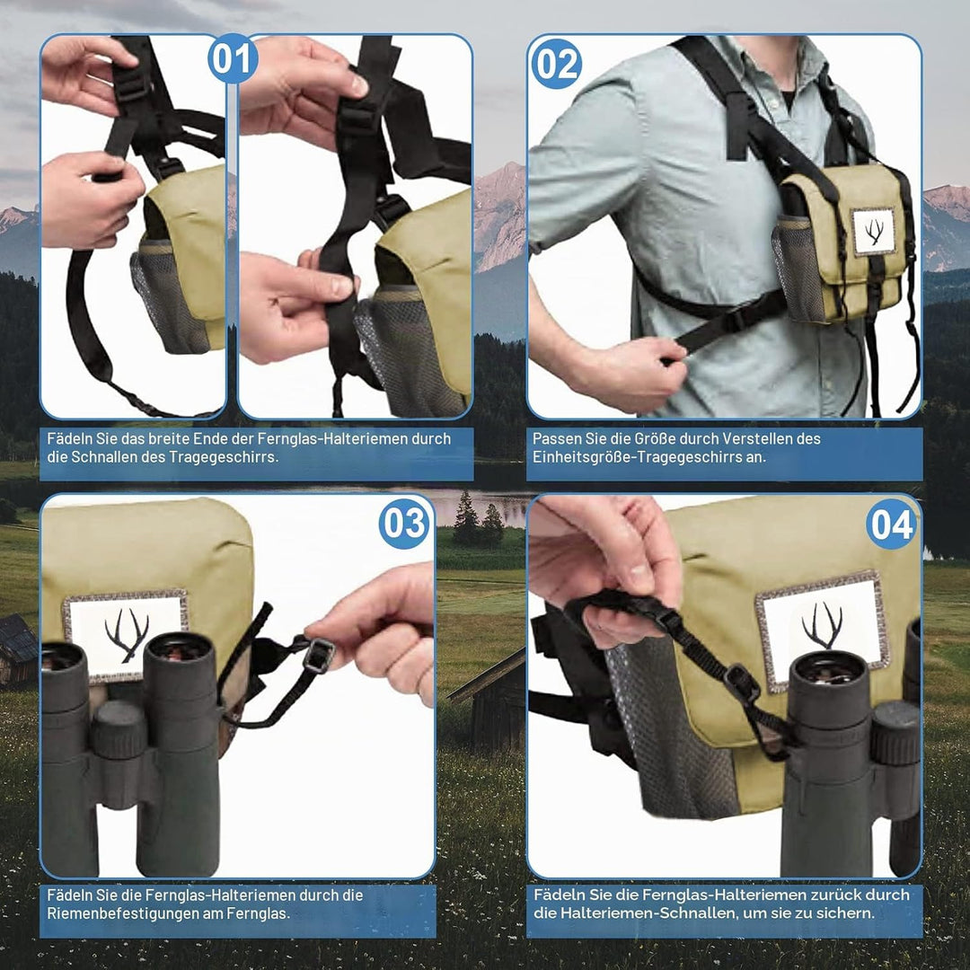 SOLOMARK Fernglas-Harness-Tasche, verstellbare Fernglasgurte und Schnallentasche für Fernglas und Mo