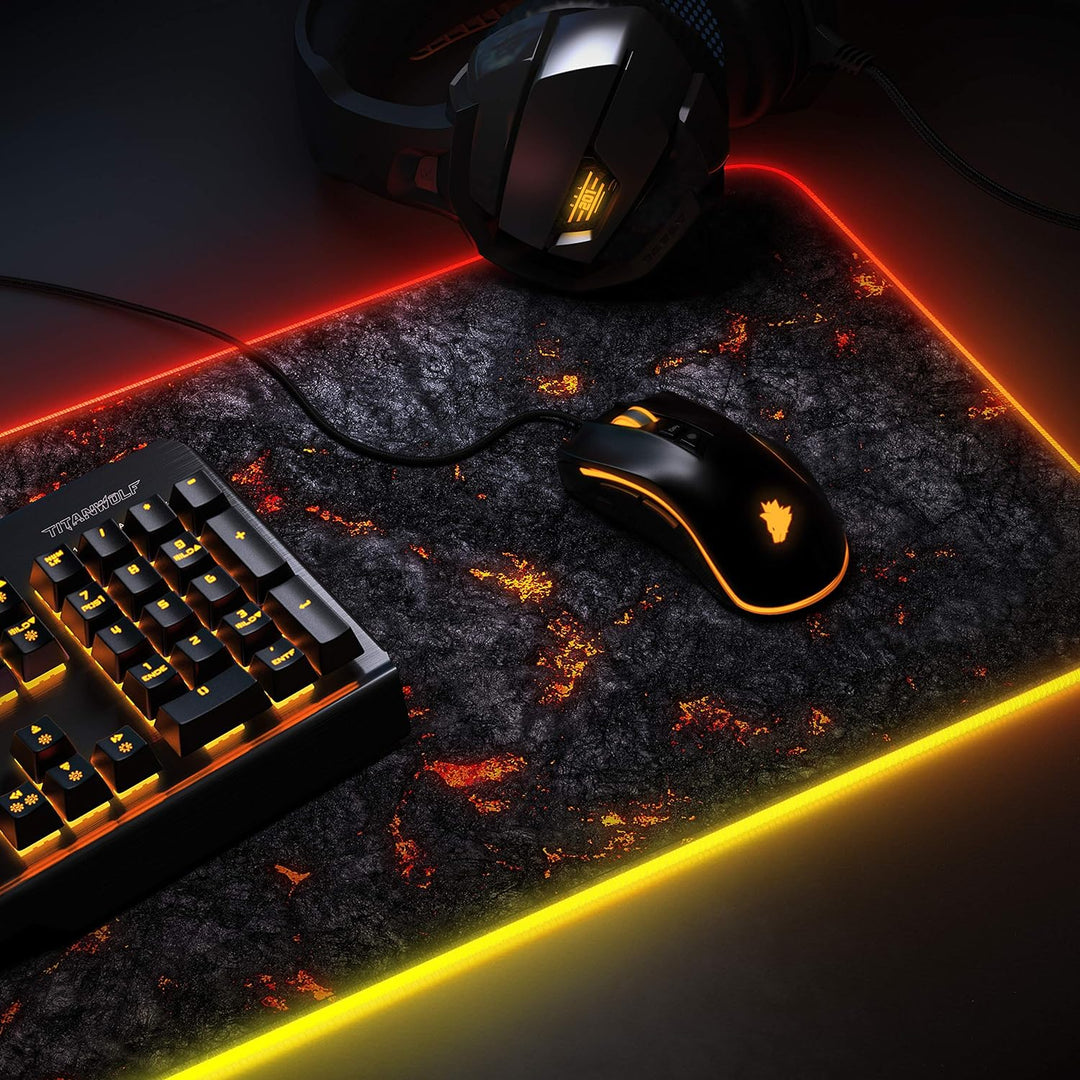 TITANWOLF - RGB Gaming Mauspad - LED Schreibtischunterlage - 800x300 mm - XXL Mousepad - LED Multi C