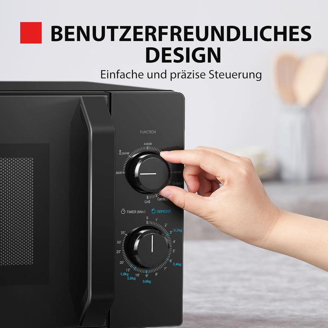 Toshiba MW2-MG20PF(BK)/GE Mikrowellenherd mit knuspriger Grill- & Kombigarfunktion, 5 Leistungsstufe