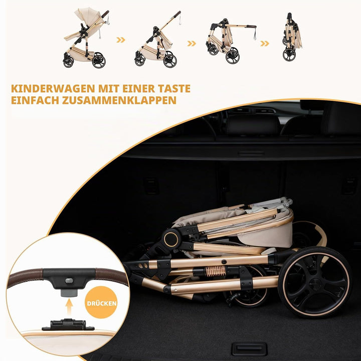 BEBBY 3-in-1 Kinderwagen KombiKinderwagen-Set 2-in-1 Buggy faltbar Luxus Hochlandschaft Neugeborenes