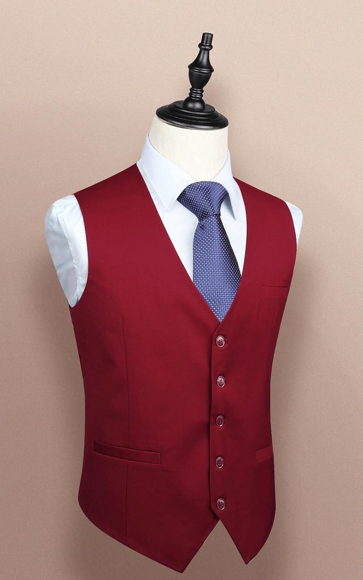 HISDERN Herren Formale Hochzeit Party Weste Baumwolle Einfarbig Weste M Burgund, M Burgund