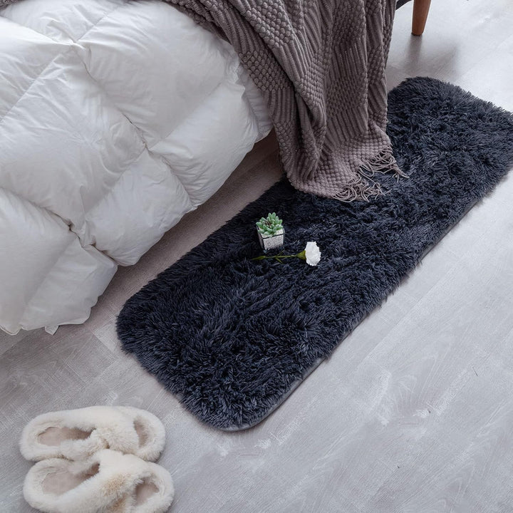 CHOSHOME Teppich Schlafzimmer Moderner Flauschiger Teppiche Anti-Rutsch Unterseite, Waschbarer Teppi