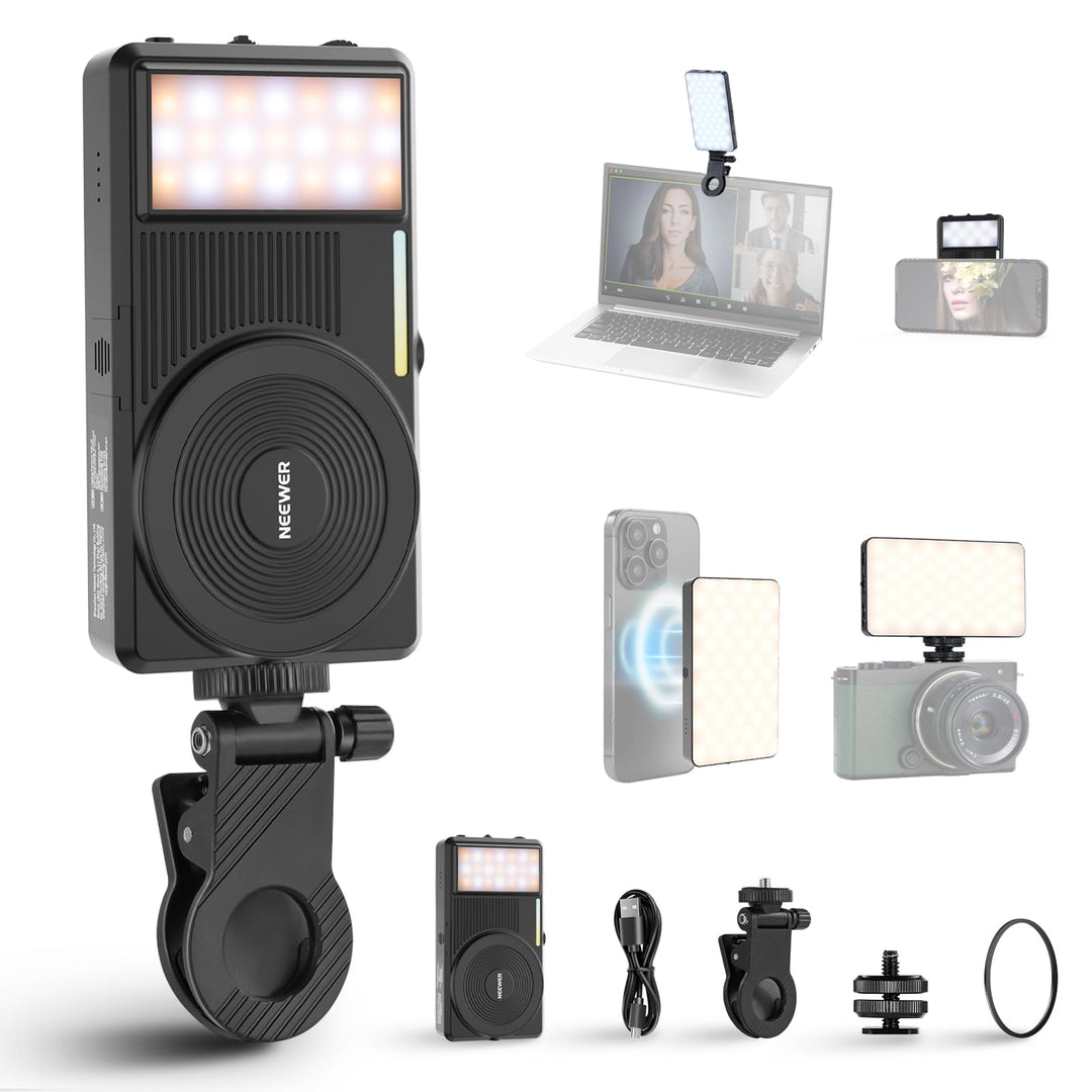 NEEWER Basics Magnetisches Handy Selfie Licht für iPhone, MagSafe, doppelseitiger Clip, LED Beleucht