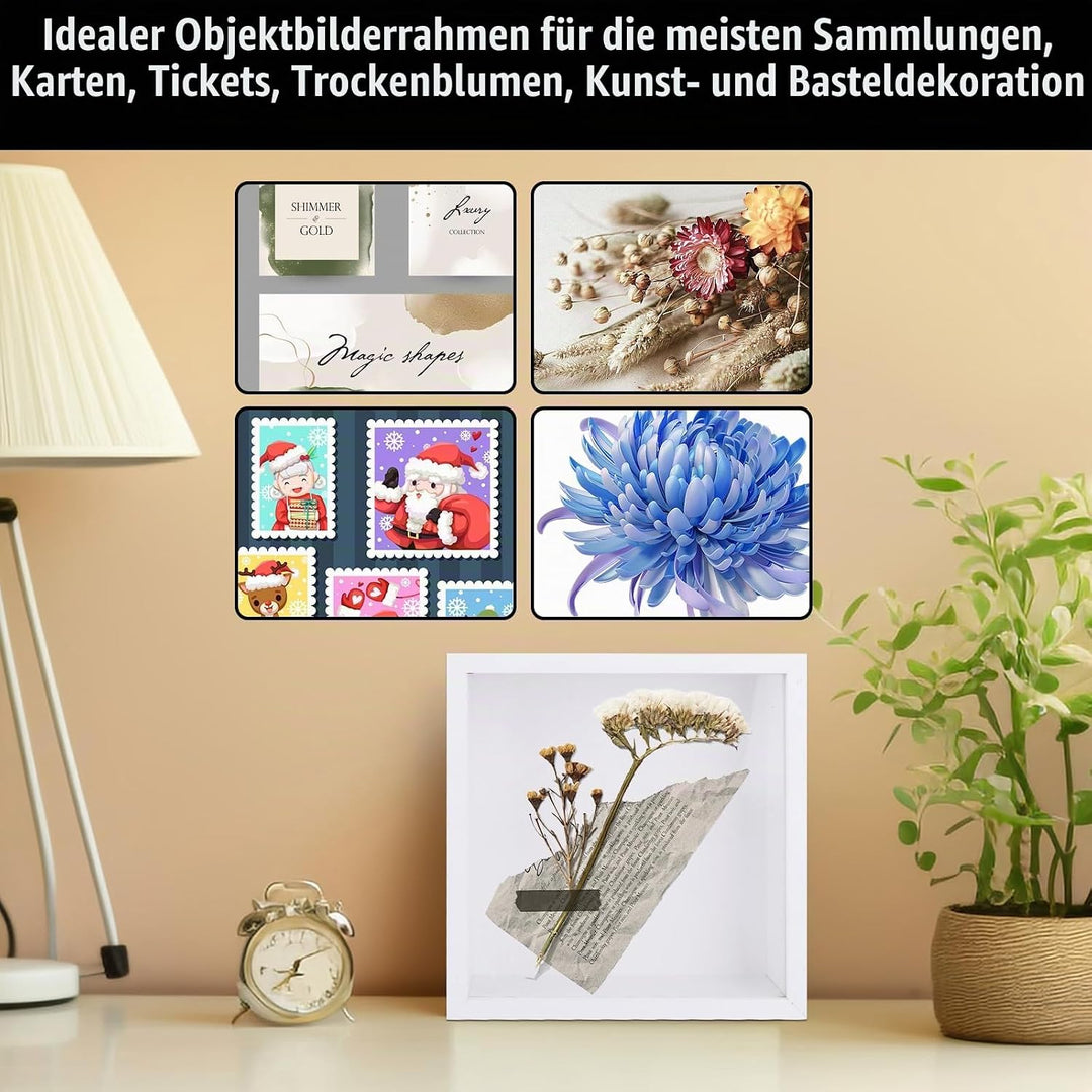 MIVIDE 2 Stück 3D Bilderrahmen zum Befüllen 30x30cm, 3D Objektrahmen Tiefer für Objekte bis 3 cm, Bi