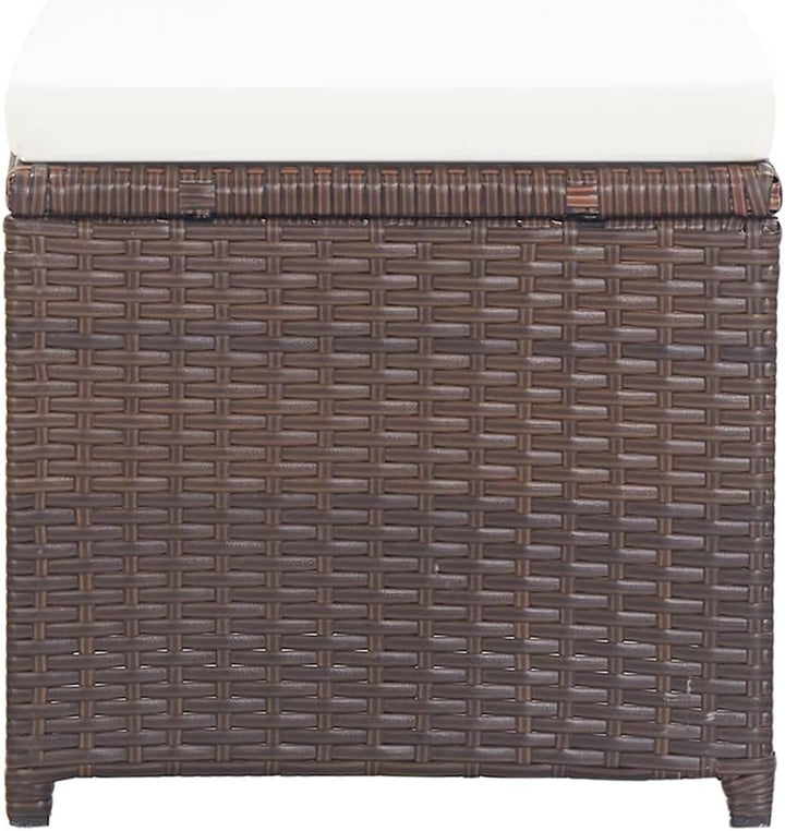homiuse 40,5x40,5x35 cm Gartenhocker 4 STK. mit Kissen Poly Rattan Braun Fussbank Rattan Hocker Outd