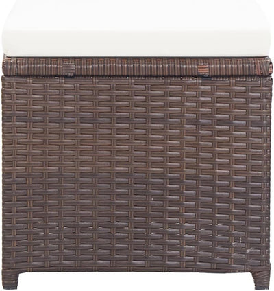 homiuse 40,5x40,5x35 cm Gartenhocker 4 STK. mit Kissen Poly Rattan Braun Fussbank Rattan Hocker Outd