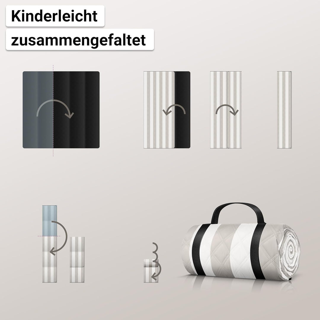 HOEL Picknickdecke 200x200 cm wasserabweisend + isoliert - Strandmatte gepolstert XXL - Picknickdeck