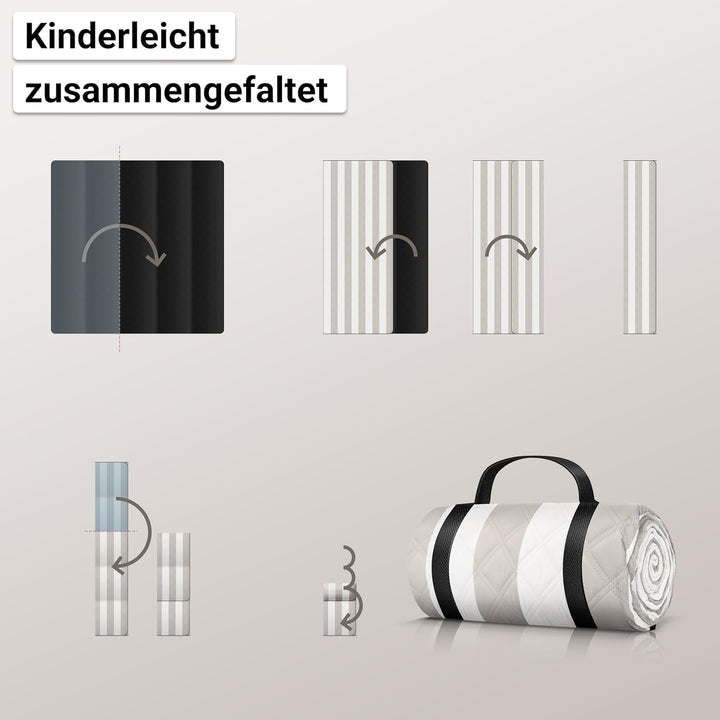 HOEL Picknickdecke 200x200 cm wasserabweisend + isoliert - Strandmatte gepolstert XXL - Picknickdeck