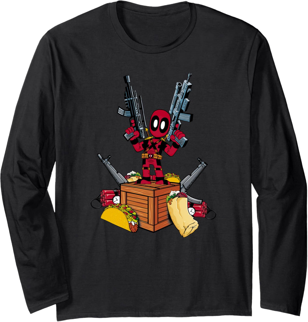 Marvel Deadpool Weapons and Food Langarmshirt