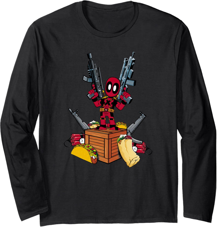 Marvel Deadpool Weapons and Food Langarmshirt