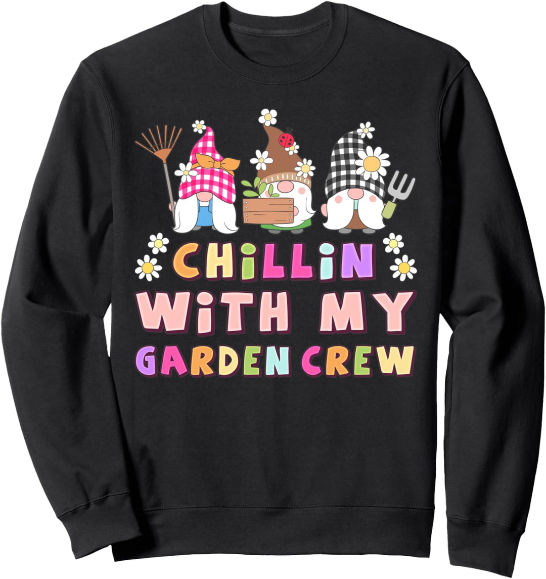 Gartenzwerge, Wichtel kleine Gartengestalter, Bunte Schrift Sweatshirt
