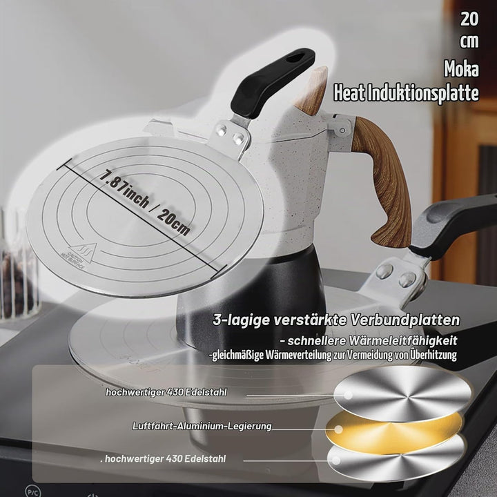Universal Induktion Adapterplatte Ø 20 cm, Kleine Induktionsadapter mit Wärmeisolierunggriff aus Ede