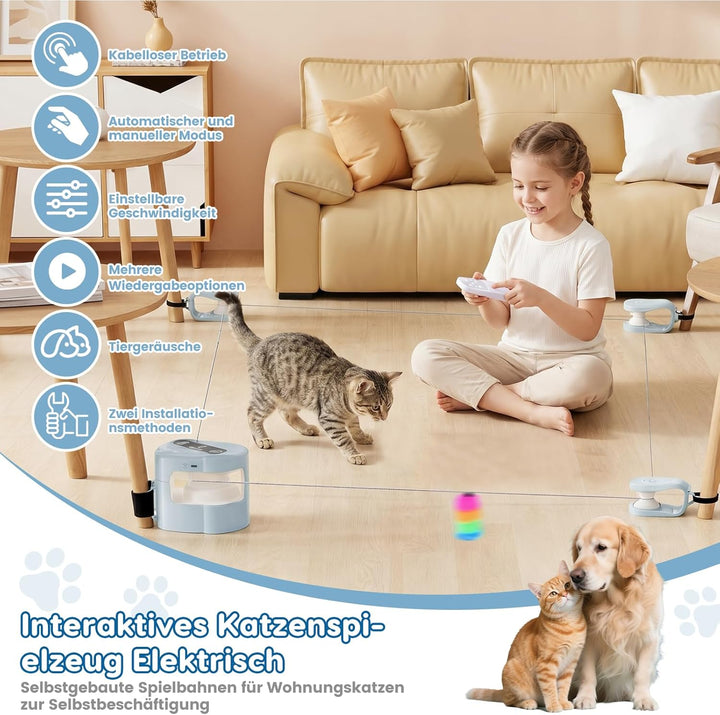 VINGVO Interaktives Katzenspielzeug, Katzenlaufband Katzenspielzeug Elektrisch mit Fernbedienung (He