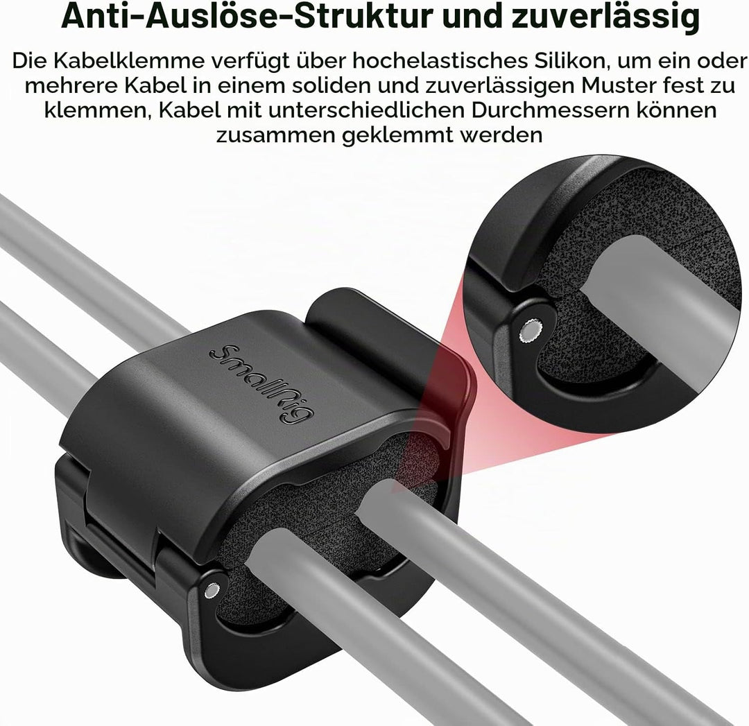 SMALLRIG Camera Cable Clamp Kamerakabelklemme für SDI/Mikrofonkabel, DSLR Kamera, 2mm - 6 mm Kabel (