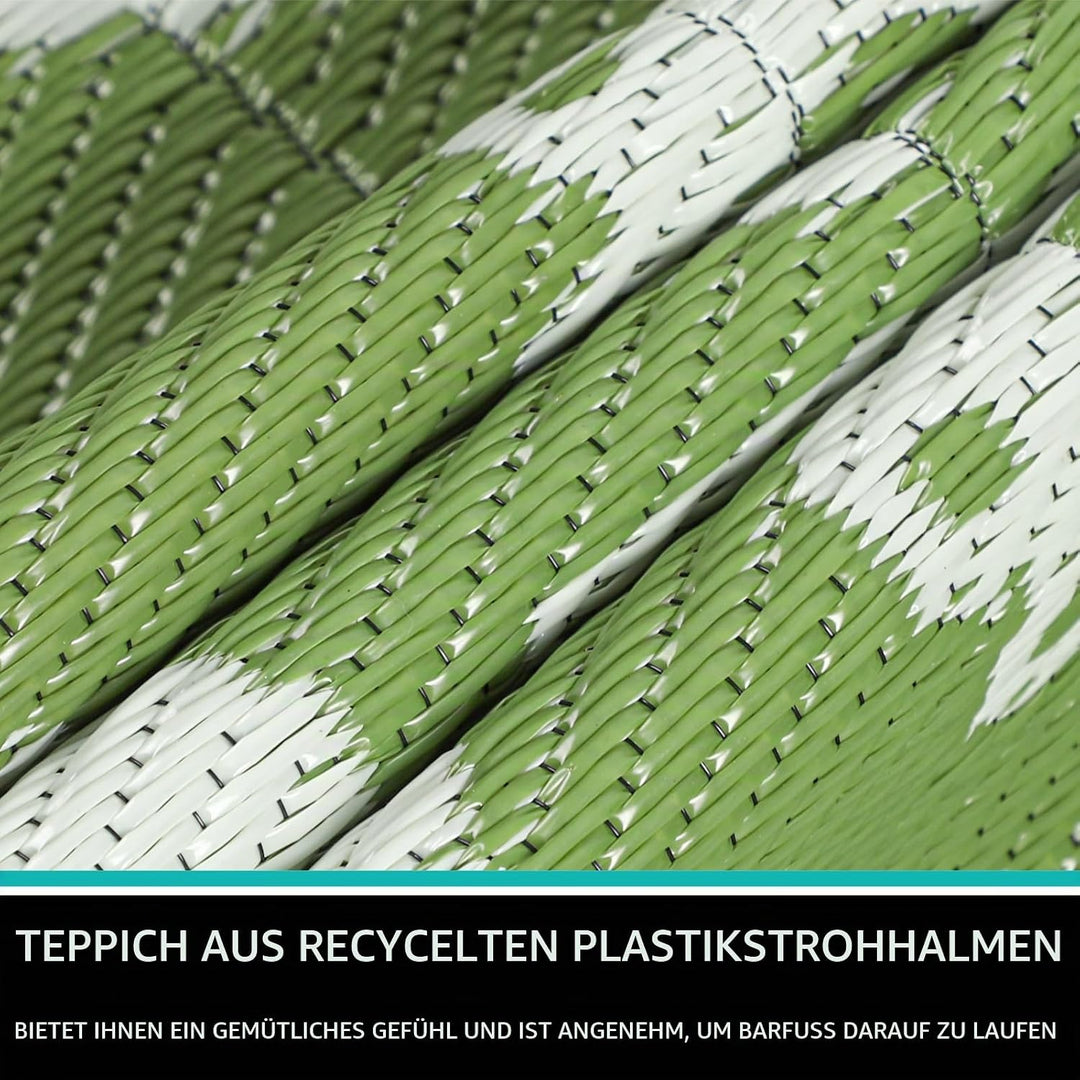 Capslpad Rund Aussenterrasse Teppich ∅180cm Wende Picknickmatte Wasserdichter Kunststoff-Strohteppic