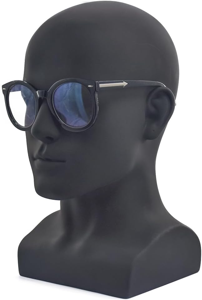 Schaufensterpuppenkopf, männlich, glänzend, für Kopfhörer, Hüte, Perücken, Schmuck, Schwarz (L90YH-P