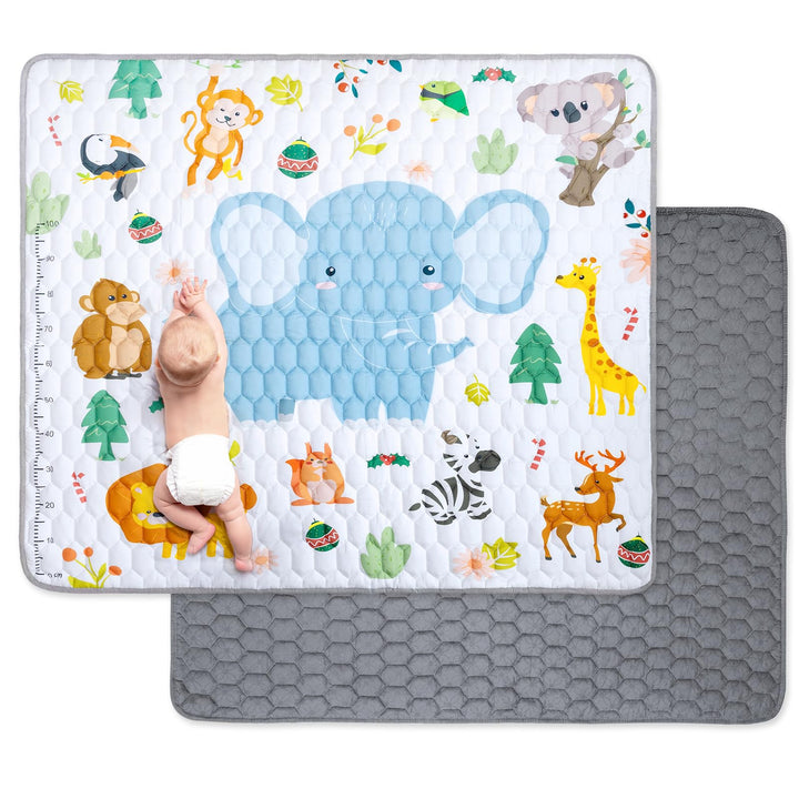 Krabbelteppich für Baby, Rutschfeste Baby Spielmatte Schadstofffrei 180x150cm, Baumwolle Tier Krabbe