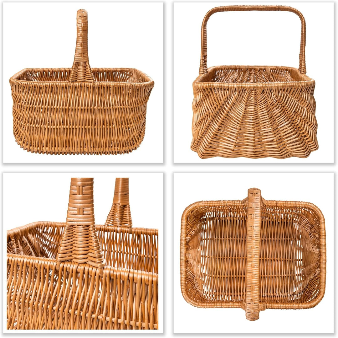 Creative Home Holländischer Einkaufskorb Weidenkorb mit Henkel Picknickkorb | 42 x 32 x 40 cm (+/- 1
